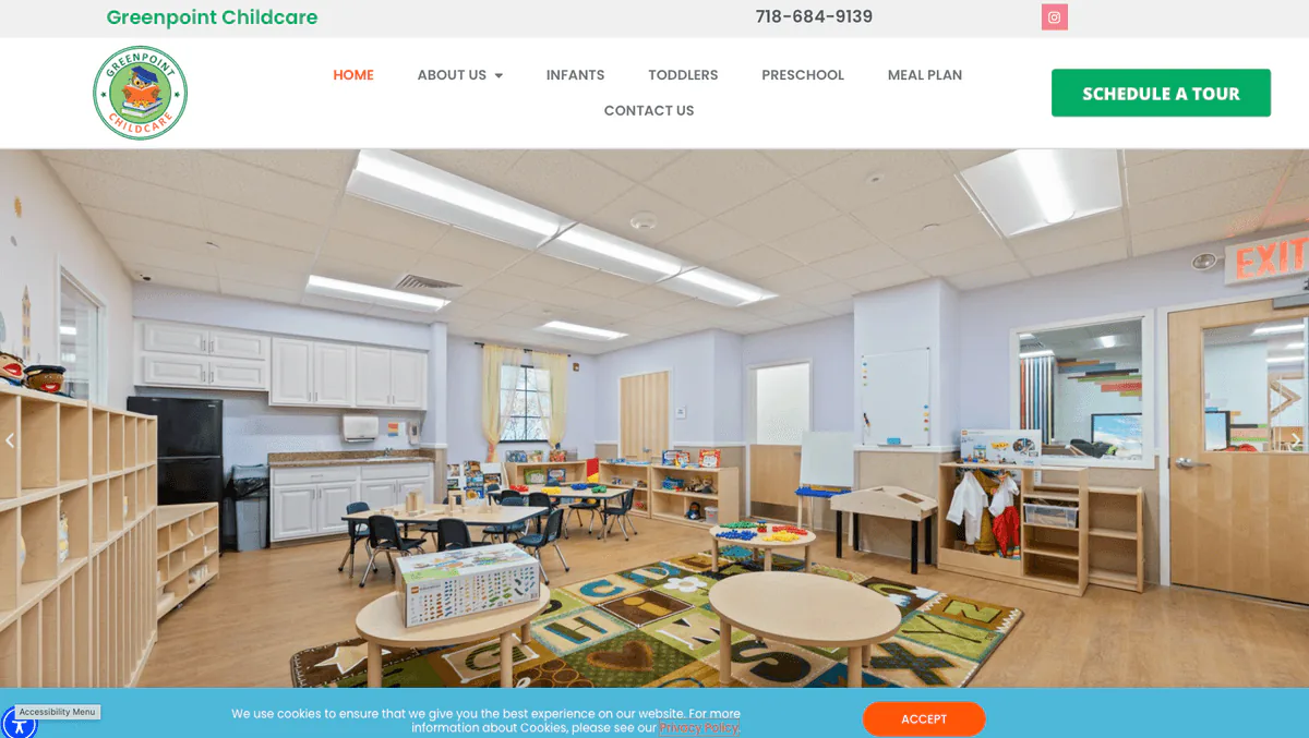 Greenpoint Childcare website homepage