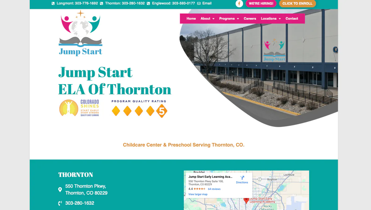 Jumpstart Quality Childcare website homepage