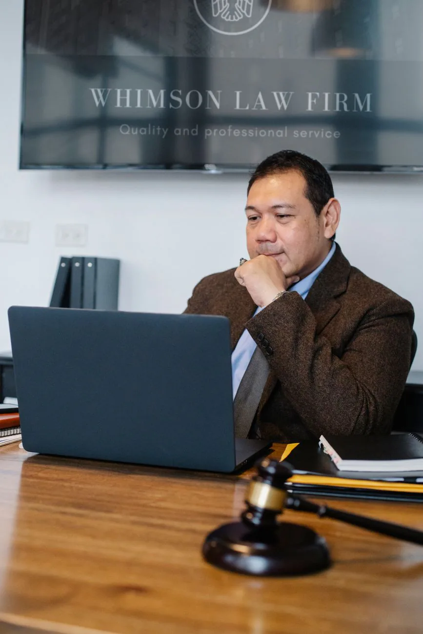 Professional lawyer working in modern law office