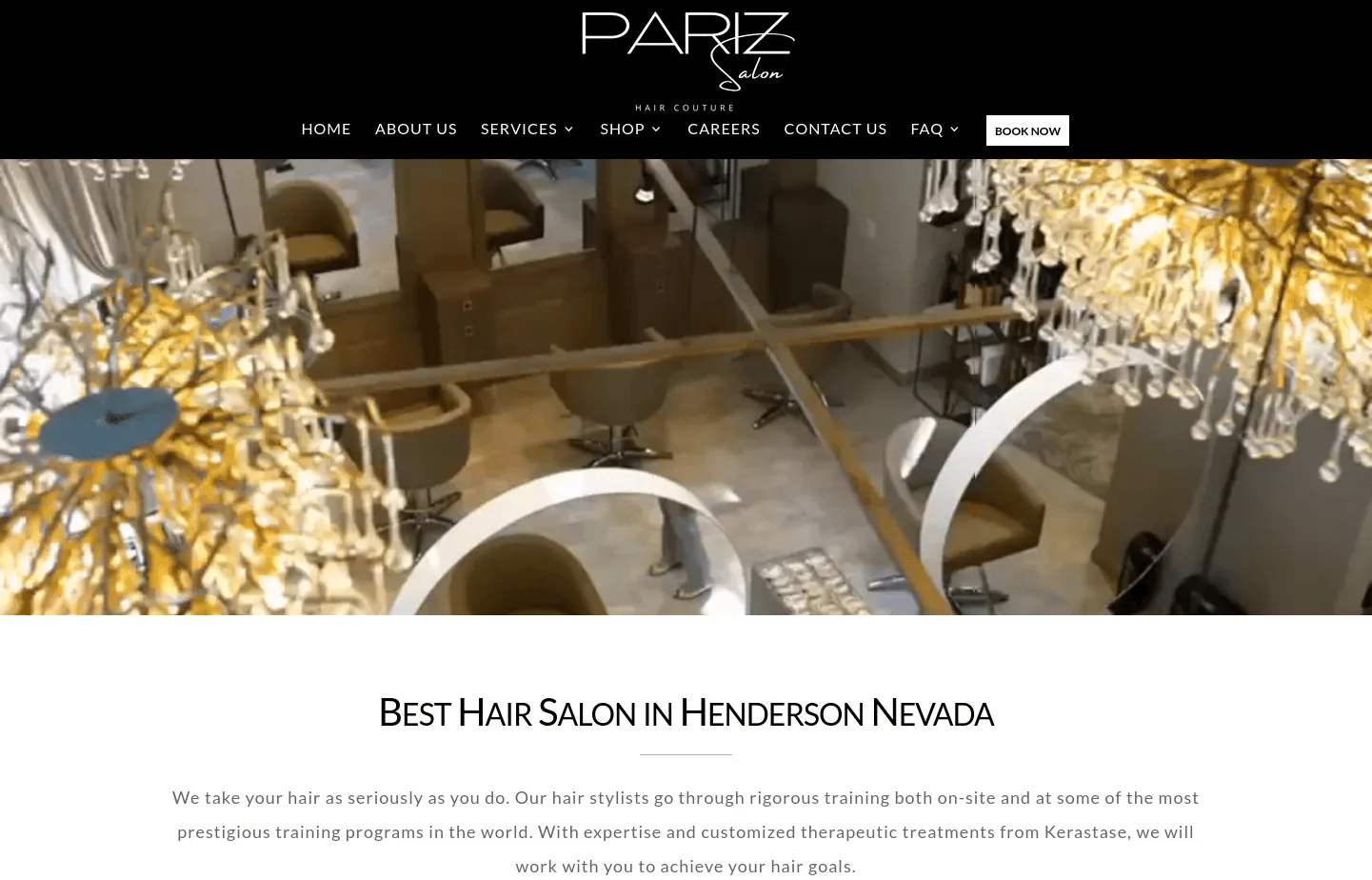 Pariz Salon website homepage