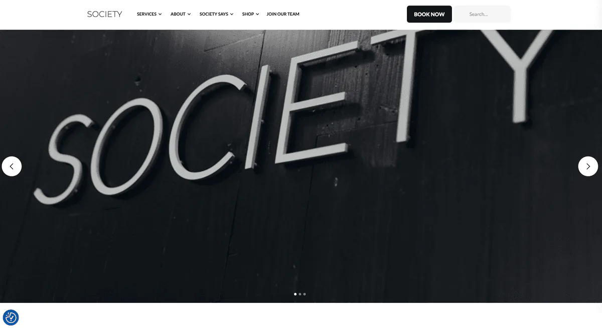 Society Salon website homepage
