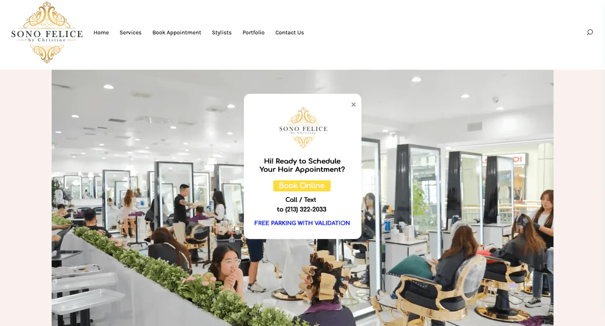 Sono Felice by Christine salon website homepage