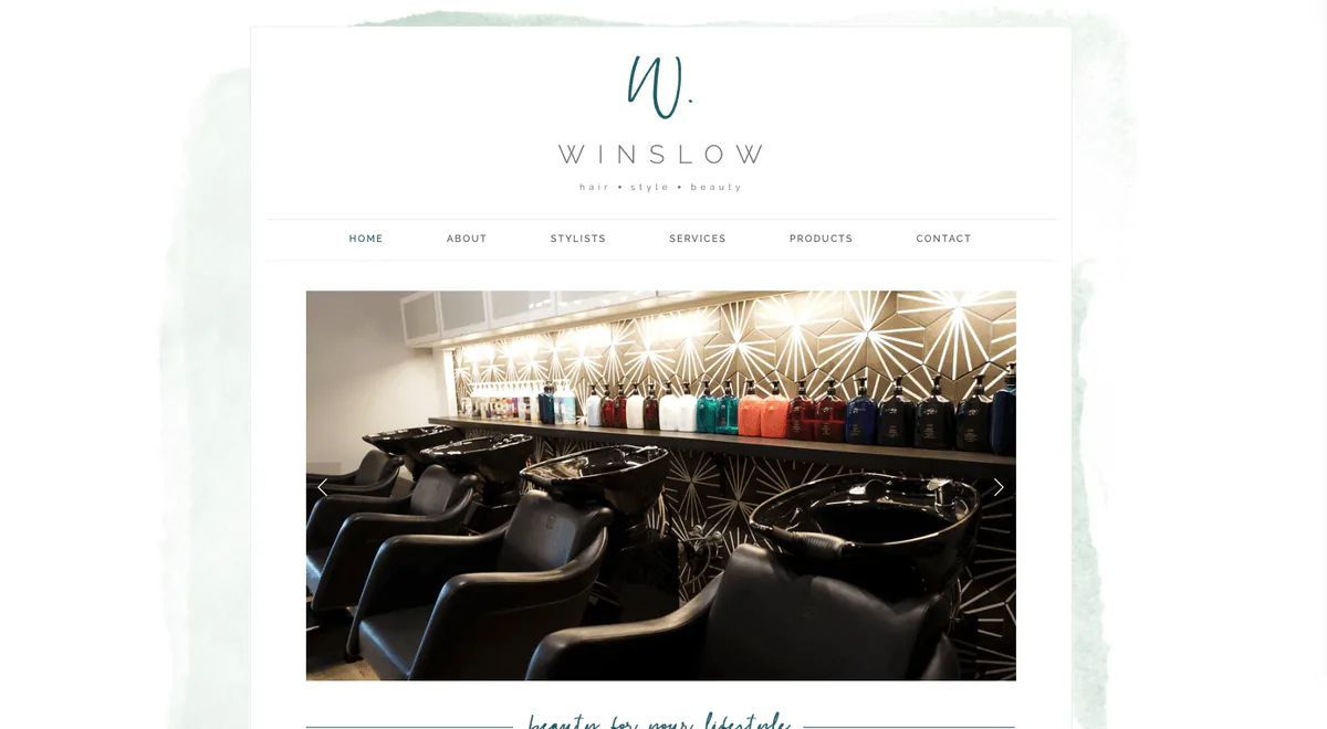 Winslow Salon website homepage